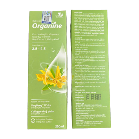 Gel Vệ Sinh Phụ Nữ Organine 200ml - Duy Trì Độ Ẩm, Ngừa Khuẩn, An Toàn Cho Phụ Nữ Trong Thời Kỳ Kinh Nguyệt, Hậu Sản