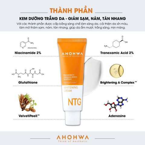 Kem Dưỡng Sáng Da NTG - Kem Trị Nám Tàn Nhang 50ml, Hỗ Trợ Làm Sáng Da, Cải Thiện Sắc Tố Da, Chất Chống Oxy Hóa Từ Hàn Quốc