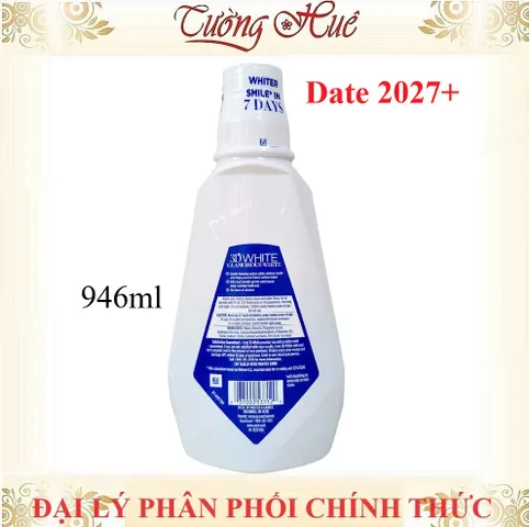Nước Súc Miệng Crest 3D White Glamorous White 946ml - Giữ miệng sạch sẽ, thơm mát, bảo vệ răng miệng an toàn cho gia đình bạn