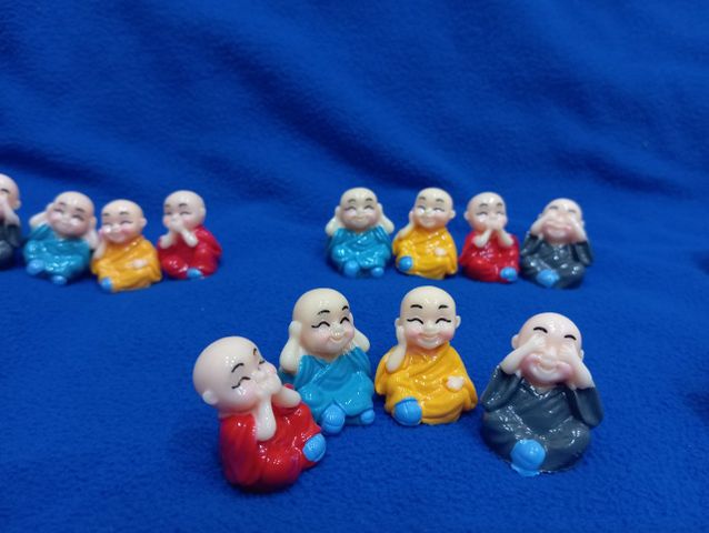 Bộ Tượng 4 Chú Tiểu Tứ Không - Trang Trí Xe Hơi, Bể Cá Cảnh Ngộ Nghĩnh - Ý Nghĩa Phật Giáo Chăm Sóc Tâm Hồn