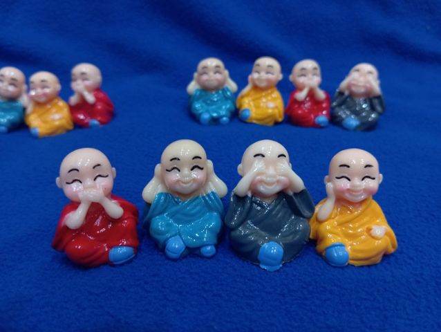 Bộ Tượng 4 Chú Tiểu Tứ Không - Trang Trí Xe Hơi, Bể Cá Cảnh Ngộ Nghĩnh - Ý Nghĩa Phật Giáo Chăm Sóc Tâm Hồn