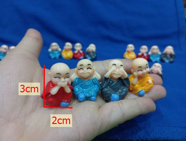 Bộ Tượng 4 Chú Tiểu Tứ Không - Trang Trí Xe Hơi, Bể Cá Cảnh Ngộ Nghĩnh - Ý Nghĩa Phật Giáo Chăm Sóc Tâm Hồn
