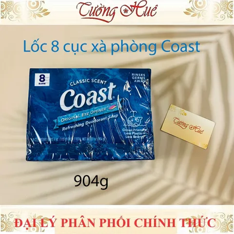 Lốc 8 Bánh Xà Phòng Coast Classic Scent - 113g x8, Siêu Tiết Kiệm, Khử Mùi, Phù Hợp Với Da Nhạy Cảm, Sản Xuất Tại Mỹ