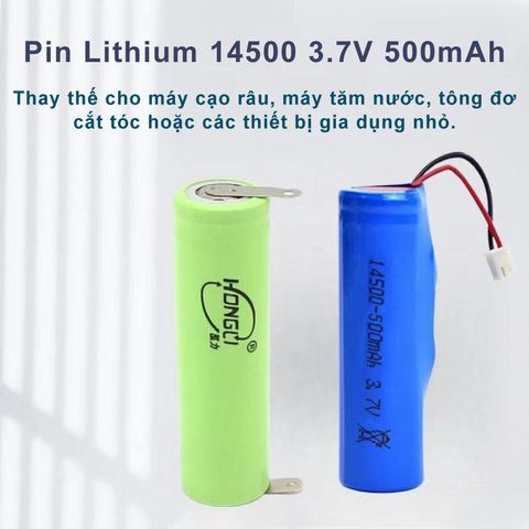 Pin Sạc Lithium 14500 3.7V 500mAh - Thay Thế Bàn Chải Đánh Răng, Tông Đơ, Máy Cạo Râu - Hiệu Suất Cao và Tiết Kiệm Năng Lượng