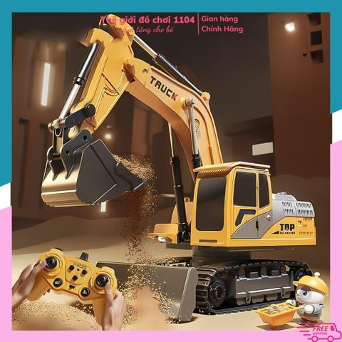 Xe Xúc Điều Khiển 5018E Giả Lập Hợp Kim - Chức Năng Xoay 680° và Phun Khói - Đồ Chơi Kỹ Thuật Cho Trẻ Em Yêu Máy Công Trình