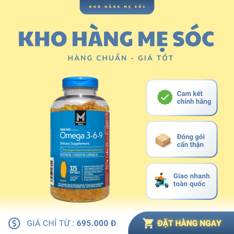 Viên uống Omega 3-6-9 Member's Mark 300 viên - Hỗ trợ tim mạch, não bộ và da khỏe, mẫu mới 2025, hàng Mỹ chính hãng.