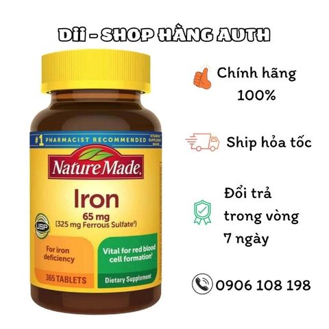 [Bill Costco Mỹ] Viên uống bổ sung sắt của Mỹ - Nature Made Iron 365 viên 293604