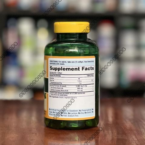 Tinh dầu hoa anh thảo - Puritan's Pride Evening Primrose Oil 1300mg 120 viên 293627