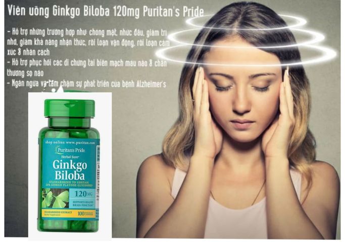 Viên uống bổ não Ginkgo Biloba 120mg Puritan's Pride - 100 viên, tăng cường trí nhớ, hỗ trợ tuần hoàn não của Mỹ