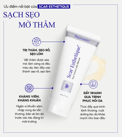 Kem Xóa Sẹo Thâm, Sẹo Rỗ, Sẹo Lõm Rejuvaskin Scar Esthetique - Giải Pháp Hiệu Quả Cho Làn Da Mịn Màng