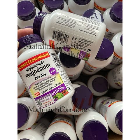 Viên uống Magnesium Bisglycinate 200mg Webber Naturals - Hỗ trợ sức khỏe xương, giảm căng thẳng, cải thiện giấc ngủ và chức năng cơ bắp