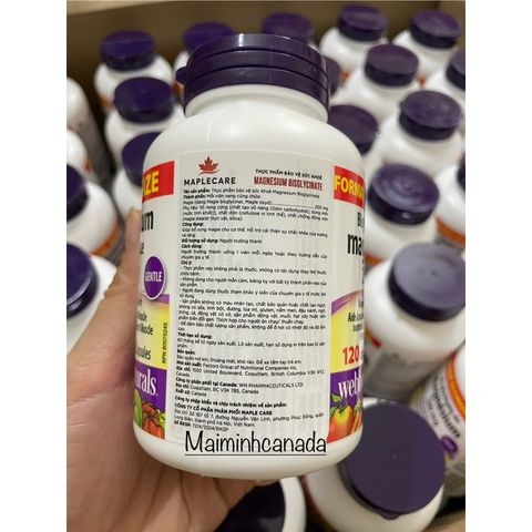 Viên uống Magnesium Bisglycinate 200mg Webber Naturals - Hỗ trợ sức khỏe xương, giảm căng thẳng, cải thiện giấc ngủ và chức năng cơ bắp