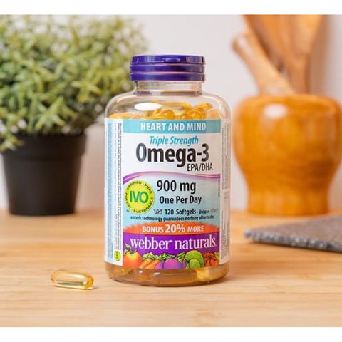 Dầu Cá Triple Strength Omega-3 EPA/DHA 900mg Webber Naturals - Hỗ Trợ Sức Khỏe Tim Mạch và Não Bộ, Hàng Nhập Khẩu 2028