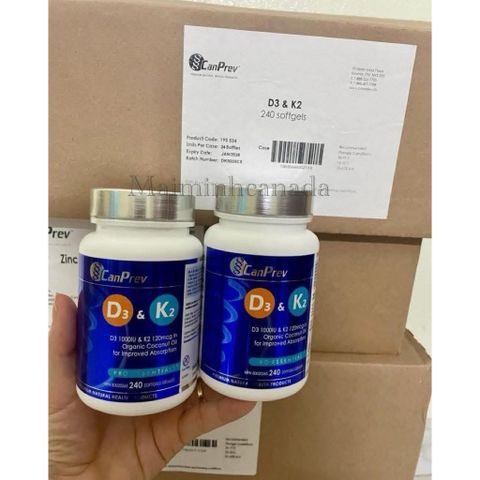 Viên uống bổ sung D3K2 Canprev Canada - Hỗ trợ sức khỏe xương chắc khỏe, bổ sung vitamin D3 và K2 cho cơ thể, giải pháp tốt cho sức khỏe xương khớp.