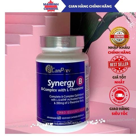 Viên uống Synergy B B-Complex với L-Theanine Canprev 60 viên - Hỗ trợ sức khỏe thần kinh và tăng cường năng lượng tự nhiên