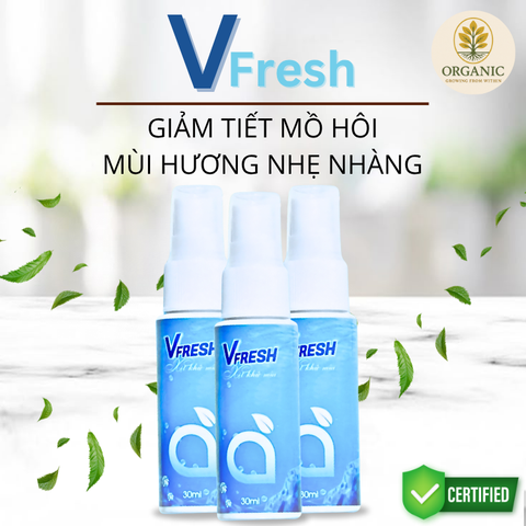 Xịt khử mùi Vfresh Organic Combo 3 chai - Hương Unisex nhẹ nhàng, khô thoáng, không để lại vết ố áo, an toàn cho da nhạy cảm.