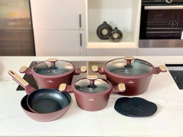 Bộ Nồi Đỏ 10 Món Berlinger Haus BH/8305 - Chống Dính TitanPro, Gia Nhiệt Nhanh, An Toàn Trong Bếp Từ, Gas, Hồng Ngoại