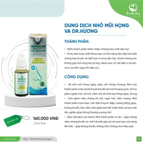 Dung Dịch Nhỏ Mũi Và Xịt Mũi Họng, viêm xoang Thanh Mộc Hương Dr Hương 18ml