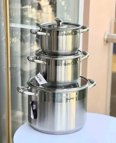 Bộ 3 Nồi GUME GMP19 Inox 5 Lớp Cao Cấp - An Toàn Cho Sức Khỏe - Dùng Cho Mọi Loại Bếp - Bảo Hành 5 Năm