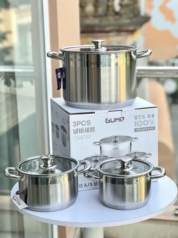 Bộ 3 Nồi GUME GMP19 Inox 5 Lớp Cao Cấp - An Toàn Cho Sức Khỏe - Dùng Cho Mọi Loại Bếp - Bảo Hành 5 Năm