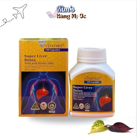 Viên Uống Giải Độc Gan Vitatree Super Liver Detox 100 Viên - Hỗ Trợ Bảo Vệ Gan, Giảm Tổn Thương, Nhập Khẩu Úc