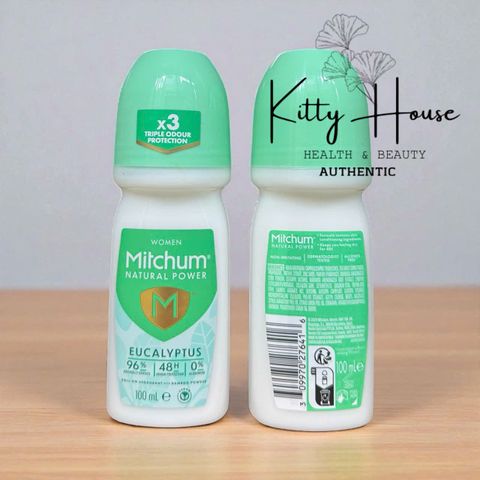 Lăn Khử Mùi Nữ Mitchum - Eucalyptus & Coconut Roll On 100ml - Ngăn Mùi Hiệu Quả, Bảo Vệ Da Mềm Mại, 48 Giờ Tươi Mát