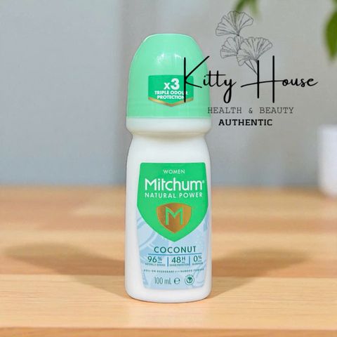 Lăn Khử Mùi Nữ Mitchum - Eucalyptus & Coconut Roll On 100ml - Ngăn Mùi Hiệu Quả, Bảo Vệ Da Mềm Mại, 48 Giờ Tươi Mát