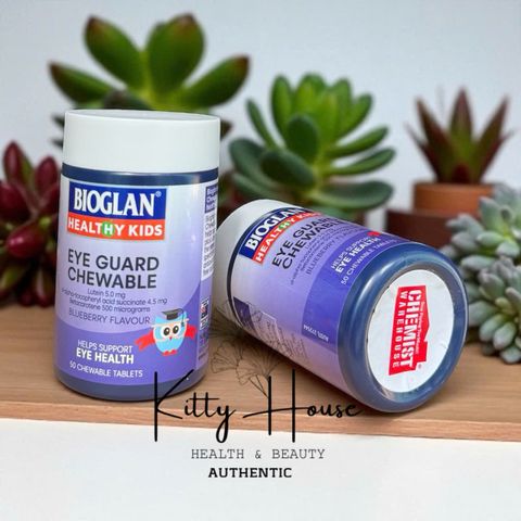 Viên Kẹo Nhai Bảo Vệ Mắt Bioglan Kids Eye Guard cho Trẻ Từ 4 Tuổi - 50 Viên Lutein, Vitamin E, Dễ Ăn Vị Việt Quất