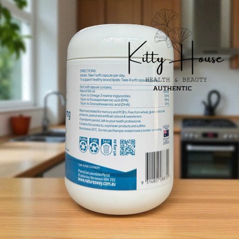 Viên uống Dầu cá Nature's Way 1000mg Không mùi Odourless - Omega 3 Thuộc tính Tốt cho tim và não - 100 viên