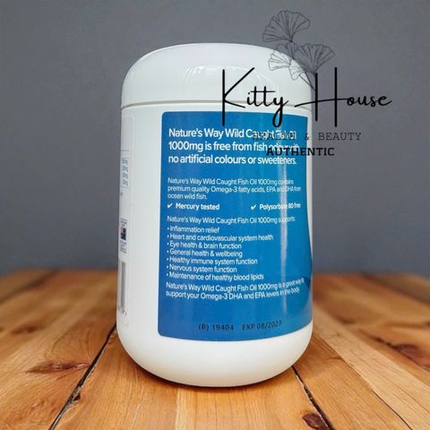 Viên uống Dầu cá Nature's Way 1000mg Không mùi Odourless - Omega 3 Thuộc tính Tốt cho tim và não - 100 viên