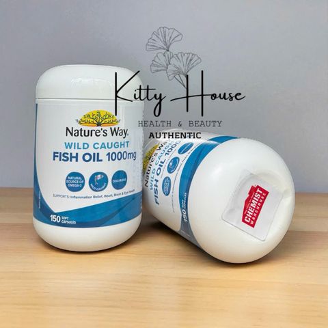 Viên uống Dầu cá Nature's Way 1000mg Không mùi Odourless - Omega 3 Thuộc tính Tốt cho tim và não - 100 viên