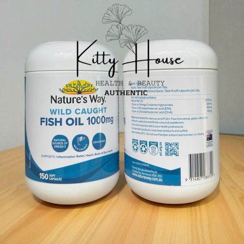 Viên uống Dầu cá Nature's Way 1000mg Không mùi Odourless - Omega 3 Thuộc tính Tốt cho tim và não - 100 viên