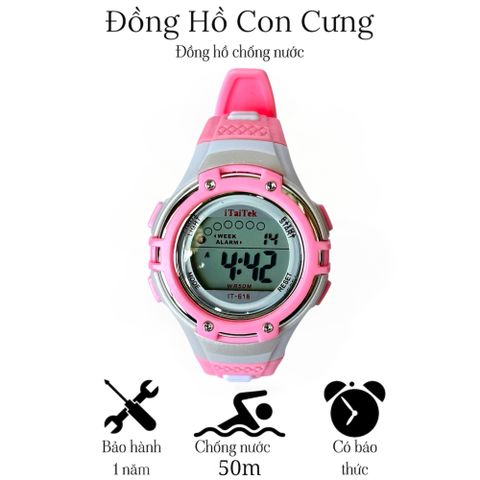 Đồng Hồ Chống Nước ITAITEK IT-618 Cho Bé - Đồng Hồ Thể Thao Điện Tử Chống Nước 50m, Hẹn Giờ, Đèn LED, Quà Tặng Trẻ Em