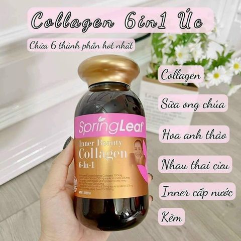 Viên uống collagen 6 trong 1 Springleaf - Bổ sung sức khỏe da, móng, tóc, hỗ trợ trẻ hóa và giữ ẩm từ thương hiệu Homart Úc