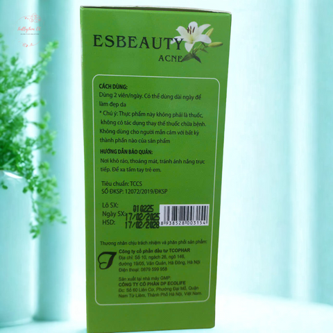 Viên Uống Esbeauty Acne – Giảm Nhờn, Ngừa Mụn & Phục Hồi Da Từ Thiên Nhiên, Giải Quyết Vấn Đề Da Dầu Hiệu Quả