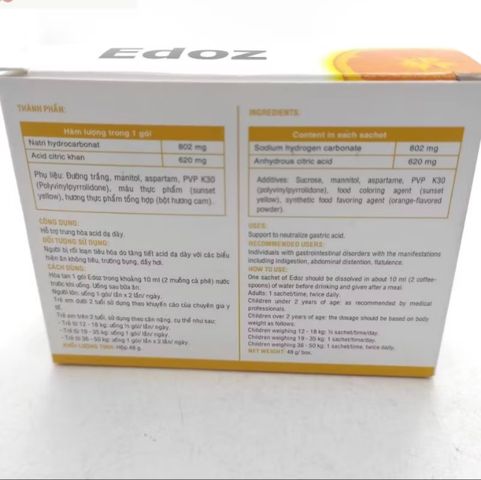 Bột Sủi Bọt Edoz VIOLET VOSS 24 Gói - Hỗ Trợ Tiêu Hóa, Giảm Đầy Hơi, Ợ Chua, Phục Hồi Dạ Dày