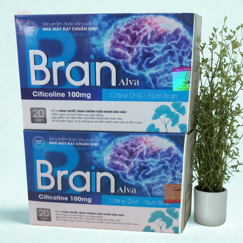 Viên uống Brain Alva - Hỗ trợ tăng cường tuần hoàn não, cải thiện trí nhớ, giảm đau đầu và hoa mắt, sản phẩm từ thiên nhiên.