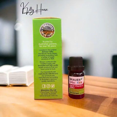 Siro Bổ Sung Vitamin D3 Brauer 400IU Cho Trẻ Sơ Sinh - Hỗ Trợ Xương Khớp Từ Nguồn Gốc Hữu Cơ, 10ml