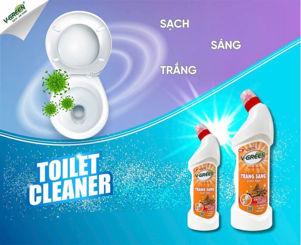 Nước Tẩy Toilet V-Green 1L - Sạch Bóng, Diệt Khuẩn Hiệu Quả, Hương Thơm Dễ Chịu, An Toàn Cho Gia Đình bạn