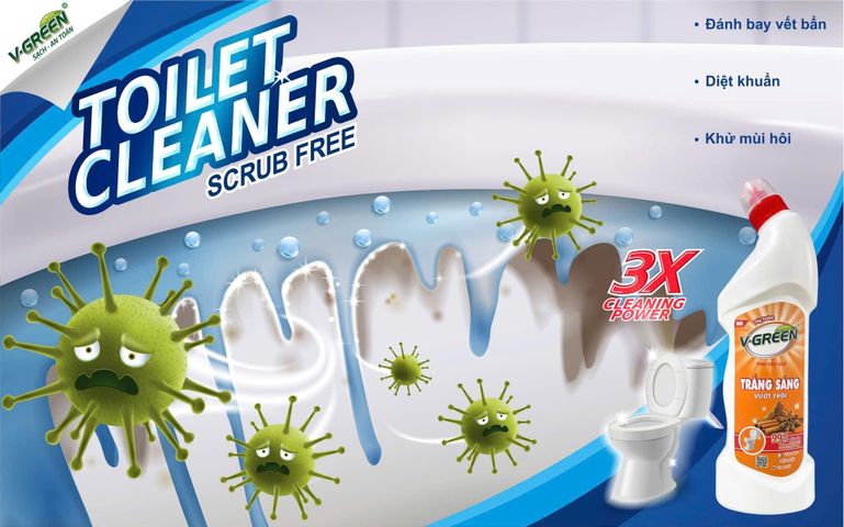 Nước Tẩy Toilet V-Green 1L - Sạch Bóng, Diệt Khuẩn Hiệu Quả, Hương Thơm Dễ Chịu, An Toàn Cho Gia Đình bạn