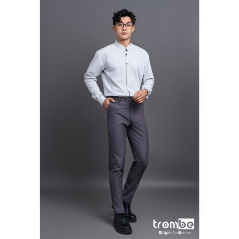 Áo Sơ Mi Nam Dài Tay Cổ Tàu Hai Nút TROMBE Trẻ Trung, Phong Cách Đi Làm Đi Tiệc