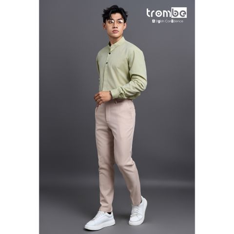 Áo Sơ Mi Nam Dài Tay Cổ Tàu Hai Nút TROMBE Trẻ Trung, Phong Cách Đi Làm Đi Tiệc
