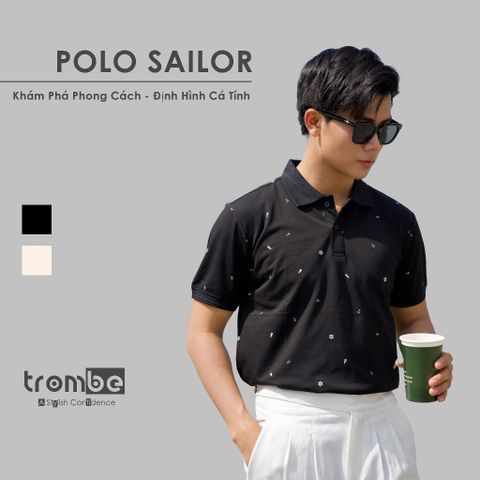 Áo Polo Nam Ngắn Tay Sailor Trombe Họa Tiết Mỏ Neo Chất Thun Rayon Thanh Lịch - Thời Trang Nam Cá Tính, Dễ Phối Đồ