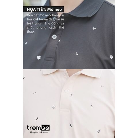 Áo Polo Nam Ngắn Tay Sailor Trombe Họa Tiết Mỏ Neo Chất Thun Rayon Thanh Lịch - Thời Trang Nam Cá Tính, Dễ Phối Đồ