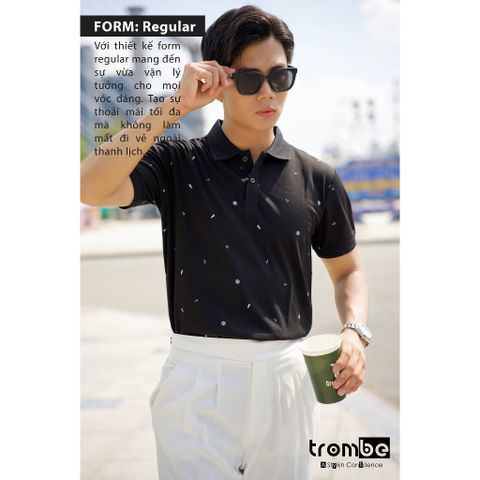 Áo Polo Nam Ngắn Tay Sailor Trombe Họa Tiết Mỏ Neo Chất Thun Rayon Thanh Lịch - Thời Trang Nam Cá Tính, Dễ Phối Đồ