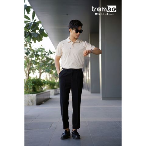 Áo Polo Nam Ngắn Tay Sailor Trombe Họa Tiết Mỏ Neo Chất Thun Rayon Thanh Lịch - Thời Trang Nam Cá Tính, Dễ Phối Đồ