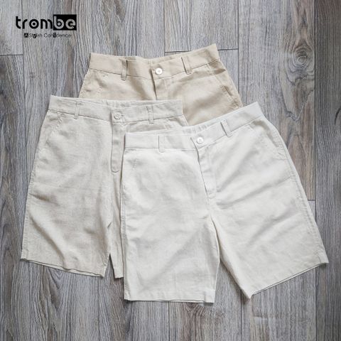 Quần Short Linen Nam TROMBE - Mềm Mịn, Thoáng Mát, Dáng Regular Fit Phù Hợp Du Lịch và Dã Ngoại