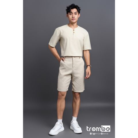Quần Short Linen Nam TROMBE - Mềm Mịn, Thoáng Mát, Dáng Regular Fit Phù Hợp Du Lịch và Dã Ngoại
