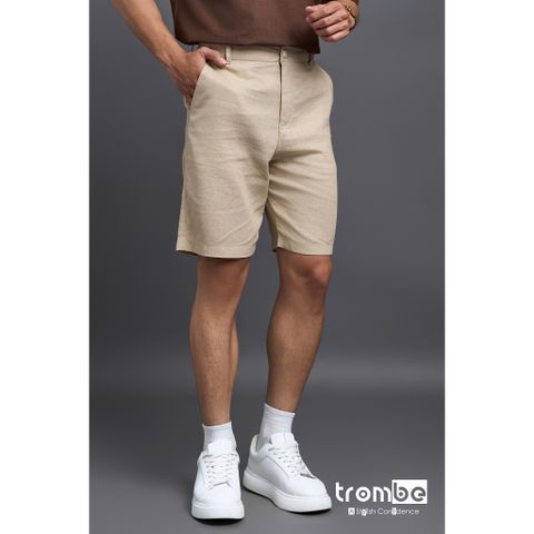 Quần Short Linen Nam TROMBE - Mềm Mịn, Thoáng Mát, Dáng Regular Fit Phù Hợp Du Lịch và Dã Ngoại