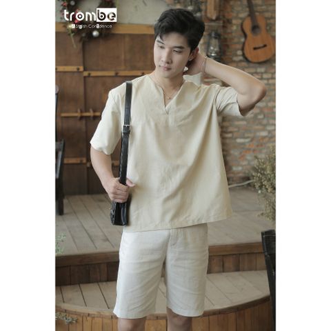 Quần Short Linen Nam TROMBE - Mềm Mịn, Thoáng Mát, Dáng Regular Fit Phù Hợp Du Lịch và Dã Ngoại